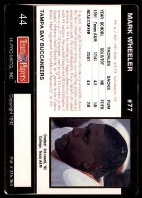 1992 Action Packed Rookie/Update Mark Wheeler RC 44 Tampa Bay Buccaneers