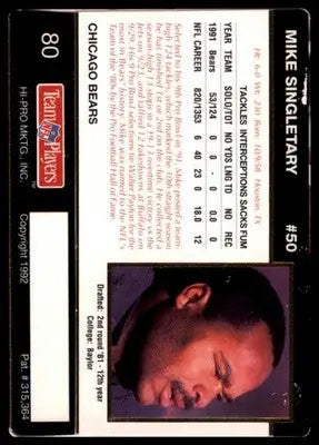 1992 Action Packed Rookie/Update Mike Singletary 80 Chicago Bears