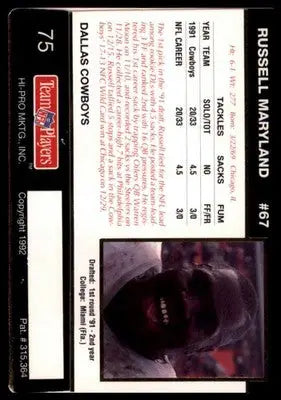 1992 Action Packed Rookie/Update Russell Maryland 75 Seattle Seahawks