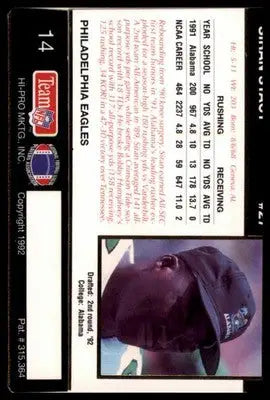 1992 Action Packed Rookie/Update Siran Stacy RC 14 Philadelphia Eagles