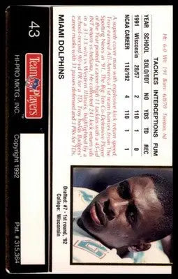1992 Action Packed Rookie/Update Troy Vincent RC 43 Miami Dolphins