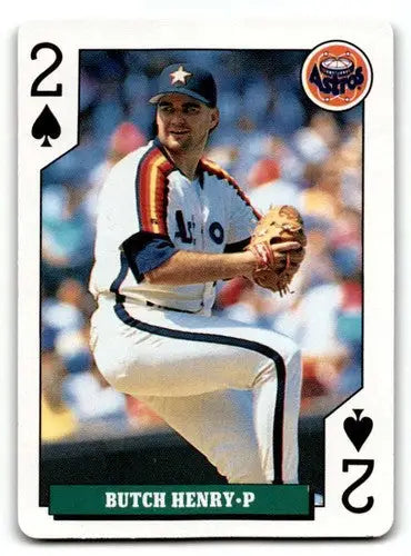 Original gloss Butch Henry Houston baseball card from 1992 Bicycle Rookies series featuring Henry Houston Astros