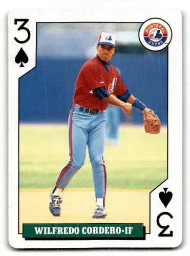 Original gloss baseball card of Wilfredo Cordero Montreal Expos from 1992 Bicycle Rookies