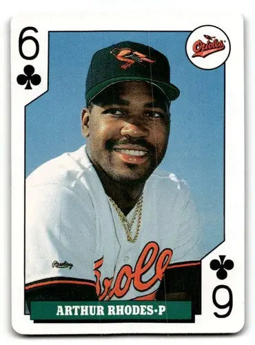 Original gloss Arthur Rhodes baseball card of Baltimore Orioles player from 1992 Bicycle Rookies