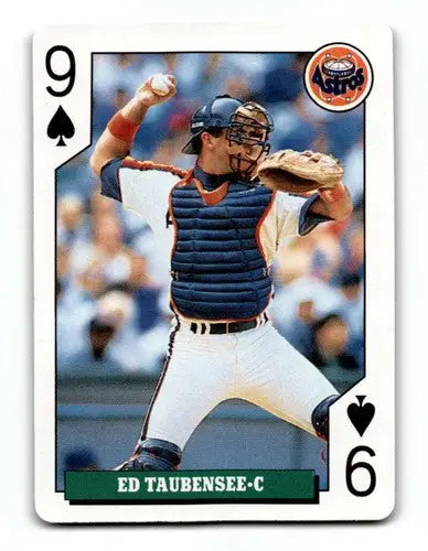 Original gloss Eddie Taubensee Houston baseball card from 1992 Bicycle Rookies series