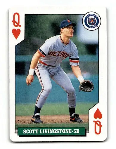Original gloss Scott Livingstone Detroit Tigers baseball card from 1992 Bicycle Rookies