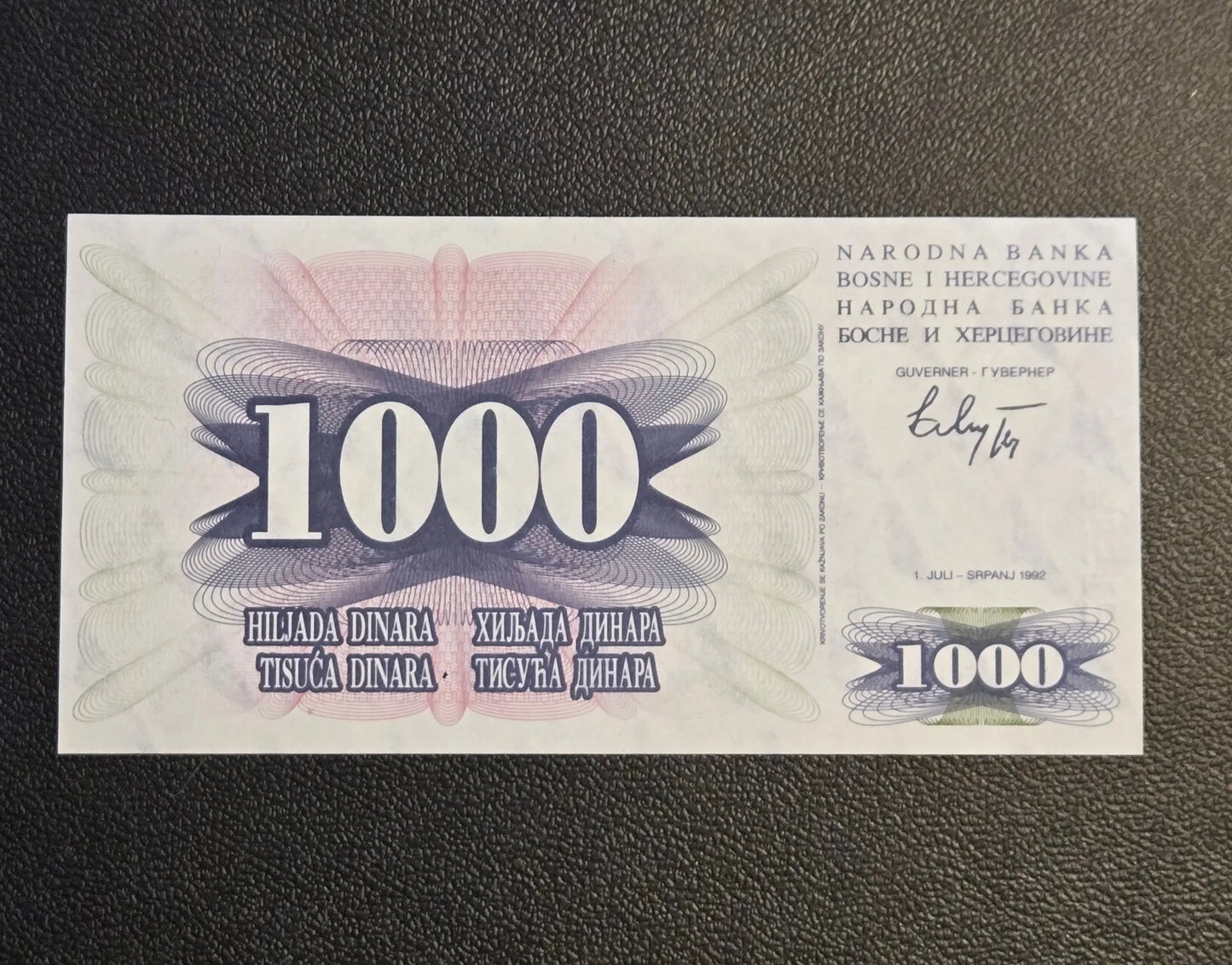 1992 Bosnia 1000 Dinara Banknote UNC - Mostar Old Bridge Stari Most - P-15 Note - Coins & Currency