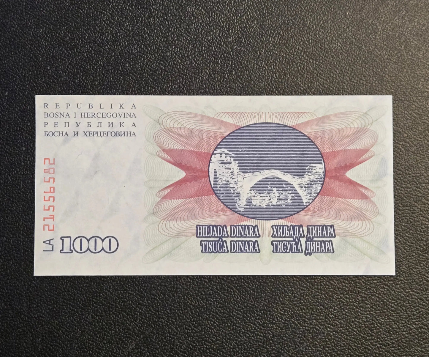1992 Bosnia 1000 Dinara Banknote UNC - Mostar Old Bridge Stari Most - P-15 Note - Coins & Currency