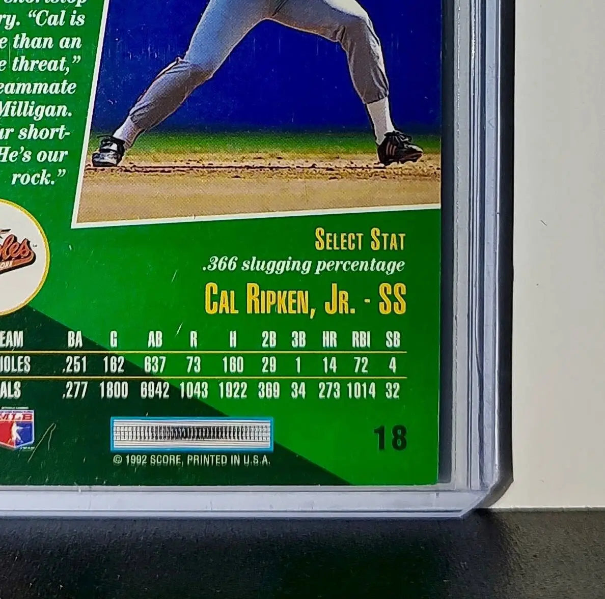 1992 Cal Ripken Jr Score MLB #18 Baseball Card Baltimore Orioles - Baseball Card Single
