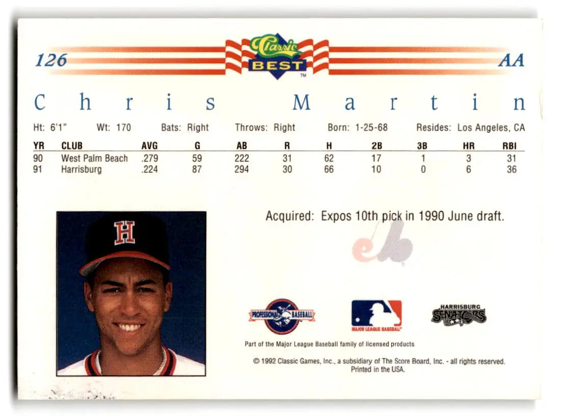 1992 Classic Best #126 Chris Martin - Baseball Card Single