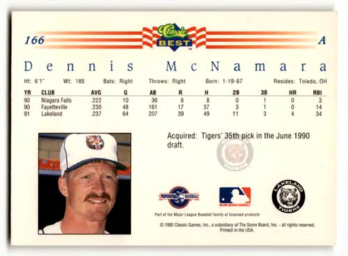 Original gloss 1992 Classic Best Dennis McNamara baseball card ID 53088