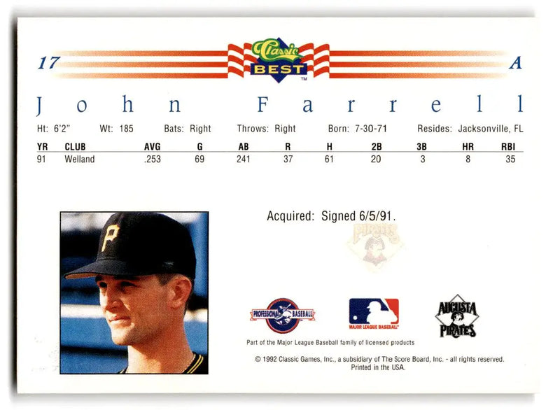 1992 Classic Best #17 John Farrell - Baseball Card Single