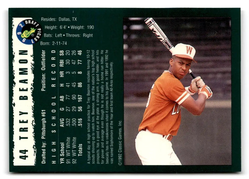 1992 Classic Draft Picks #44 Trey Beamon - Baseball Card Single