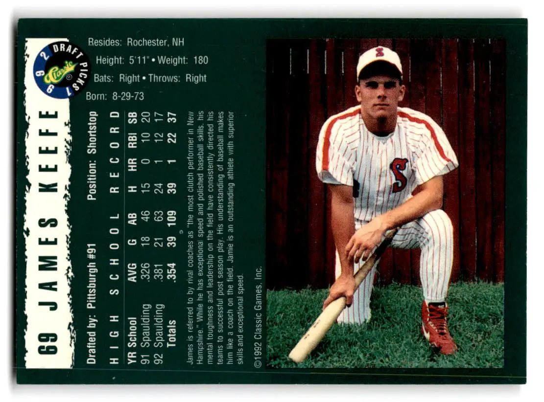 1992 Classic Draft Picks #69 James Keefe - Basketball Card Single