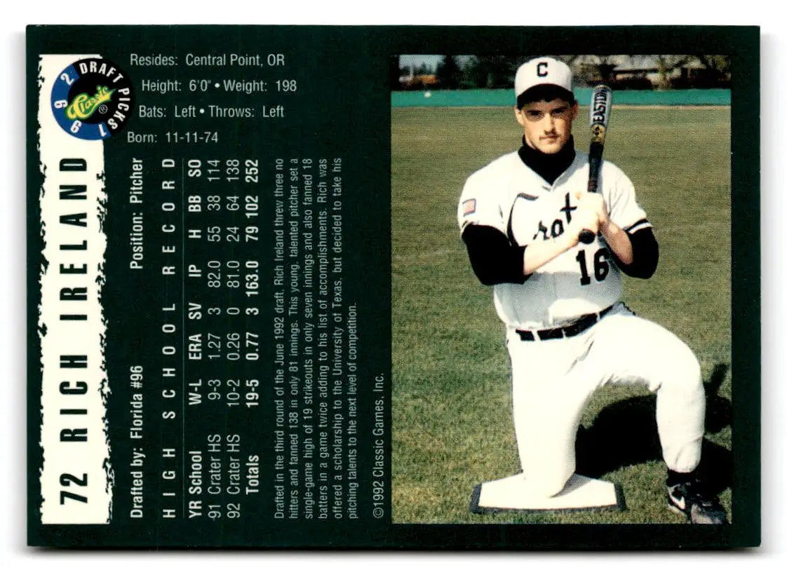1992 Classic Draft Picks #72 Rich Ireland - Other