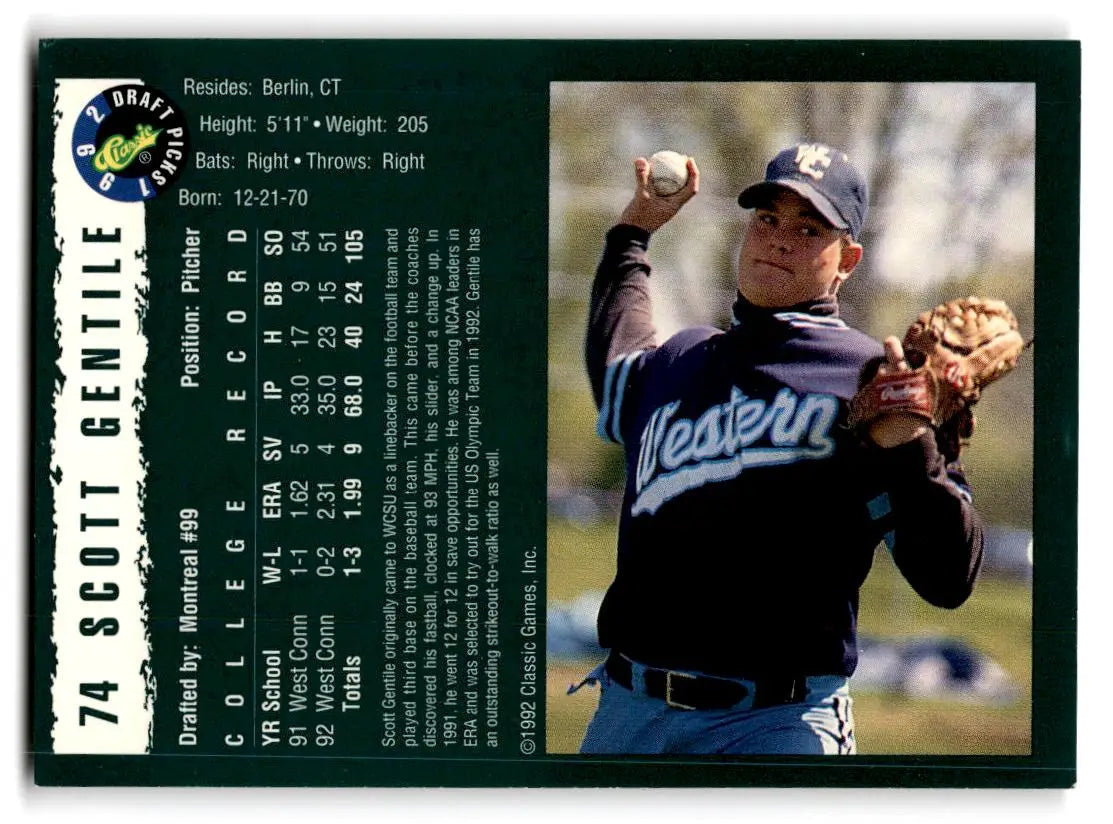 1992 Classic Draft Picks #74 Scott Gentile - Baseball Card Single