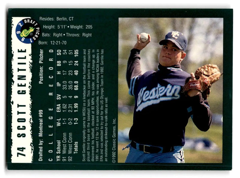 1992 Classic Draft Picks #74 Scott Gentile - Baseball Card Single