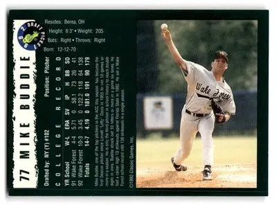 1992 Classic Draft Picks #77 Mike Buddie - Baseball Card Single