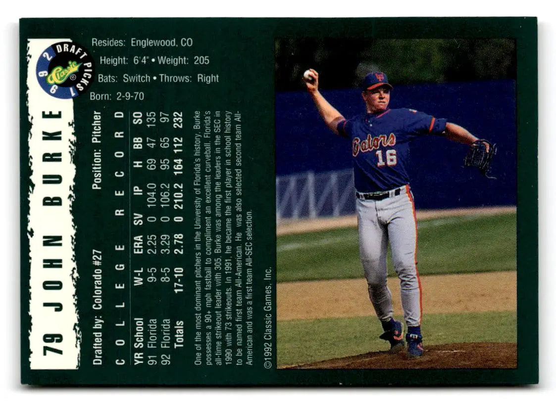 1992 Classic Draft Picks #79 John Burke - Baseball Card Single