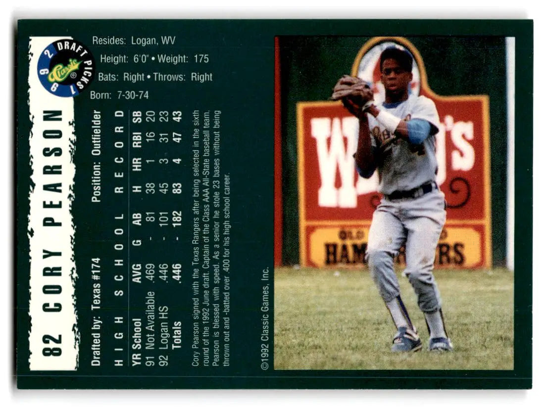 1992 Classic Draft Picks #82 Cory Pearson - Baseball Card Single