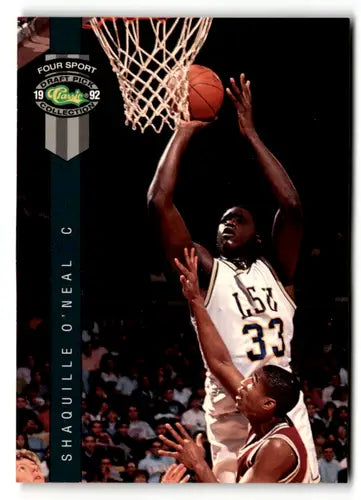 Shaquille O’Neal basketball card from 1992 Classic Four Sport collection in near mint condition