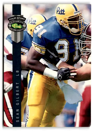 Original gloss 1992 Classic Four Sport Sean Gilbert football card featuring Rams team