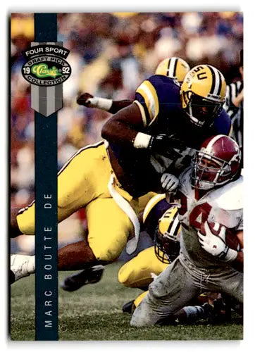 Original gloss football trading card from 1992 Classic Four Sport series featuring Marc Boutte