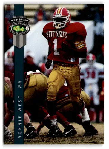 Original gloss football trading card from Classic Four Sport series featuring Ronnie West