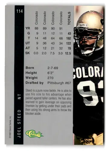 1992 Classic Four Sport #114 Joel Steed NM Near Mint Steelers ID:74426 - Football Card Single