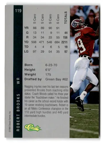 Original gloss football card of Robert Brooks from 1992 Classic Four Sport series
