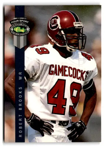 Original gloss football trading card from 1992 Classic Four Sport featuring Robert Brooks