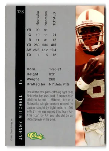 Original gloss Johnny Mitchell football card from 1992 Classic Four Sport series