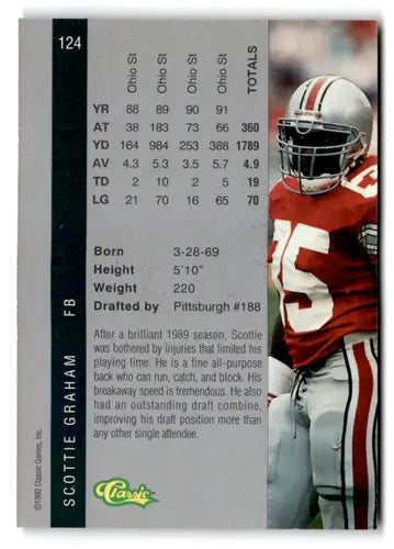 Scottie Graham football card from 1992 Classic Four Sport series, near mint condition