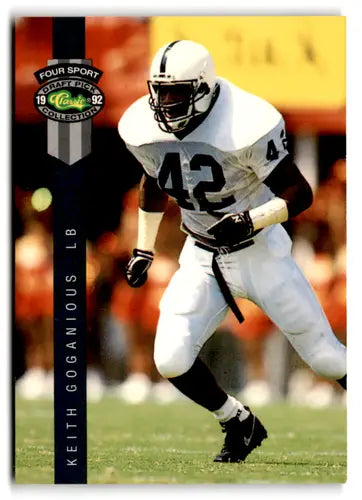 Original gloss Football trading card from 1992 Classic Four Sport featuring Keith Goganious