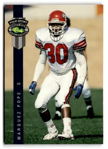 Original gloss Football trading card from 1992 Classic Four Sport featuring Marquez Pope