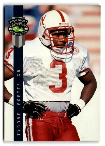 Original gloss Tyrone Leggette football card from 1992 Classic Four Sport collection