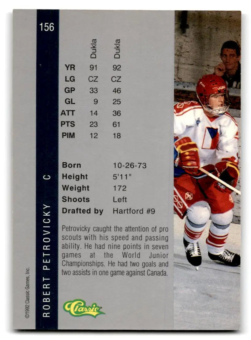 1992 Classic Four Sport #156 Robert Petrovicky - Hockey Card Single