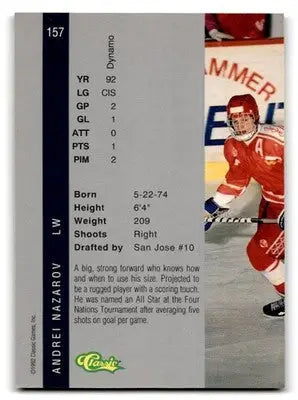 1992 Classic Four Sport #157 Andrei Nazarov - Hockey Card Single