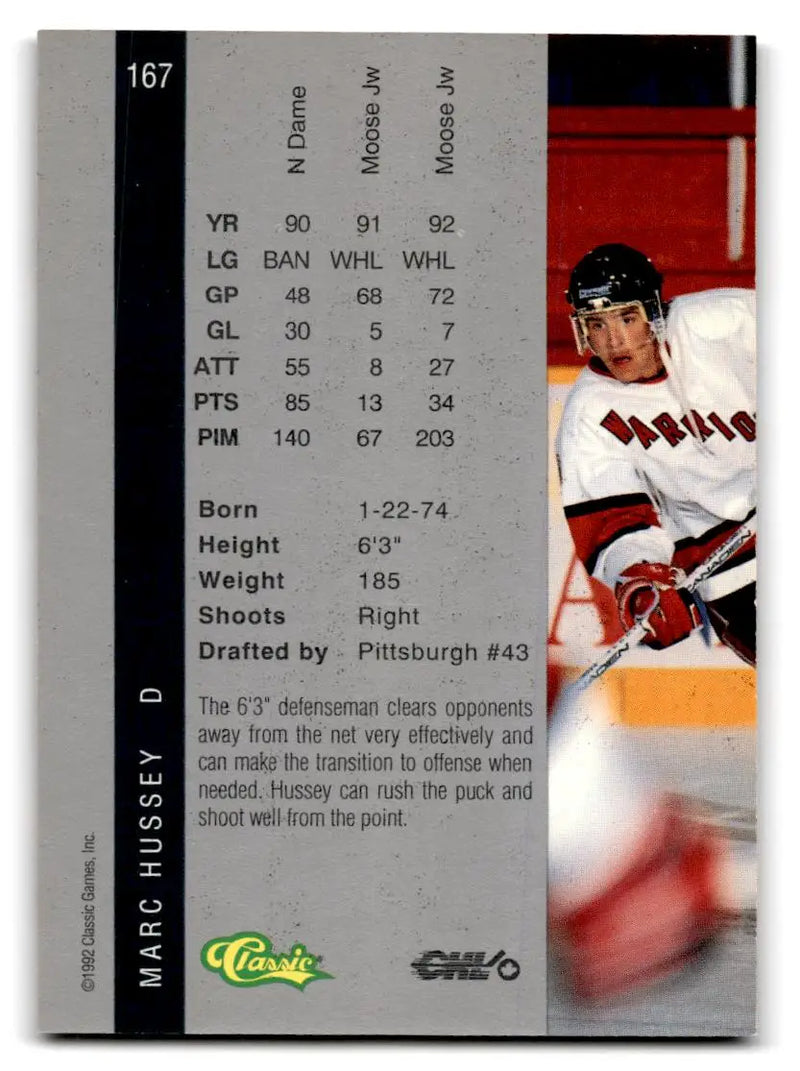 1992 Classic Four Sport #167 Marc Hussey - Hockey Card Single