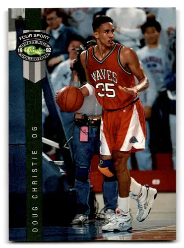 Original gloss basketball trading card from 1992 Classic Four Sport featuring Doug Christie