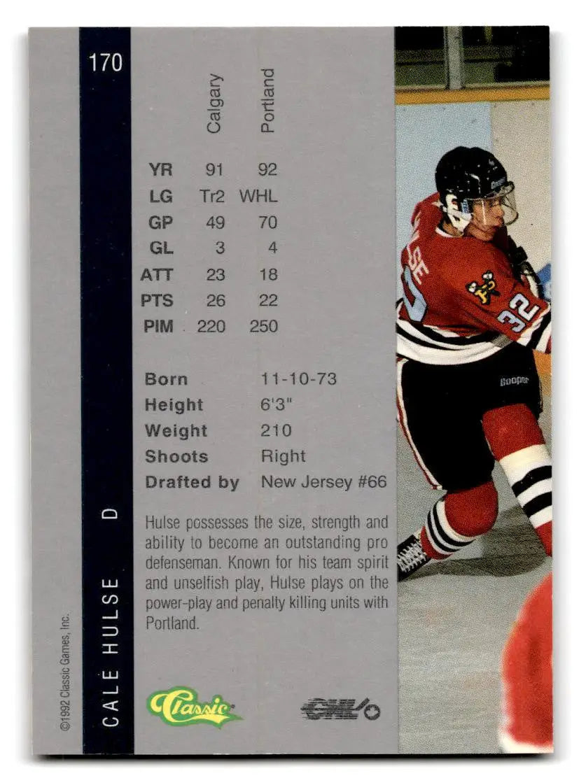 1992 Classic Four Sport #170 Cale Hulse - Hockey Card Single