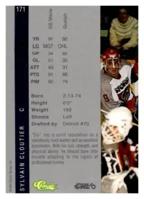 1992 Classic Four Sport #171 Sylvain Cloutier - Hockey Card Single