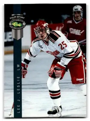 Hockey player in action on 1992 Classic Four Sport Lee J Leslie collectible card