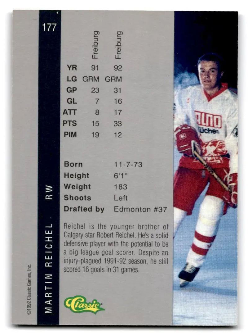 1992 Classic Four Sport #177 Martin Reichel - Hockey Card Single