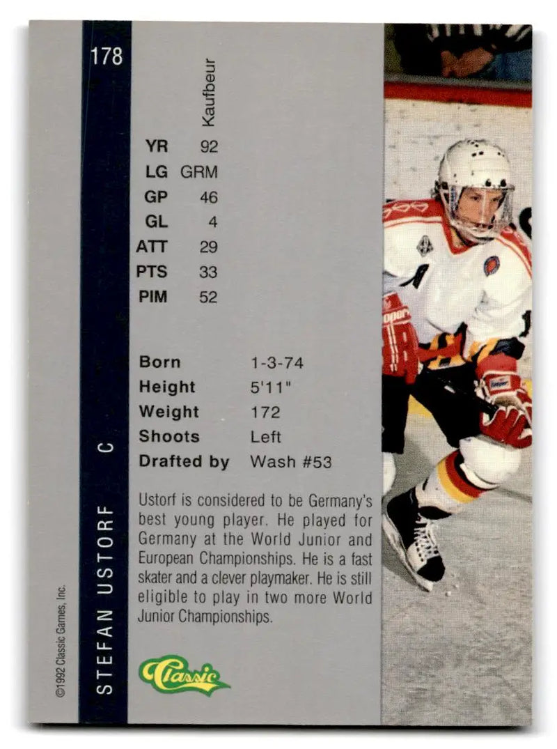 1992 Classic Four Sport #178 Stefan Ustorf - Hockey Card Single