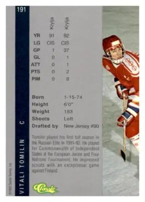 1992 Classic Four Sport #191 Vitali Tomilin - Other