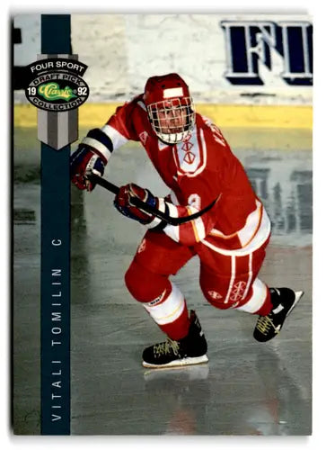 Original gloss Vitali Tomilin hockey card from 1992 Classic Four Sport collection