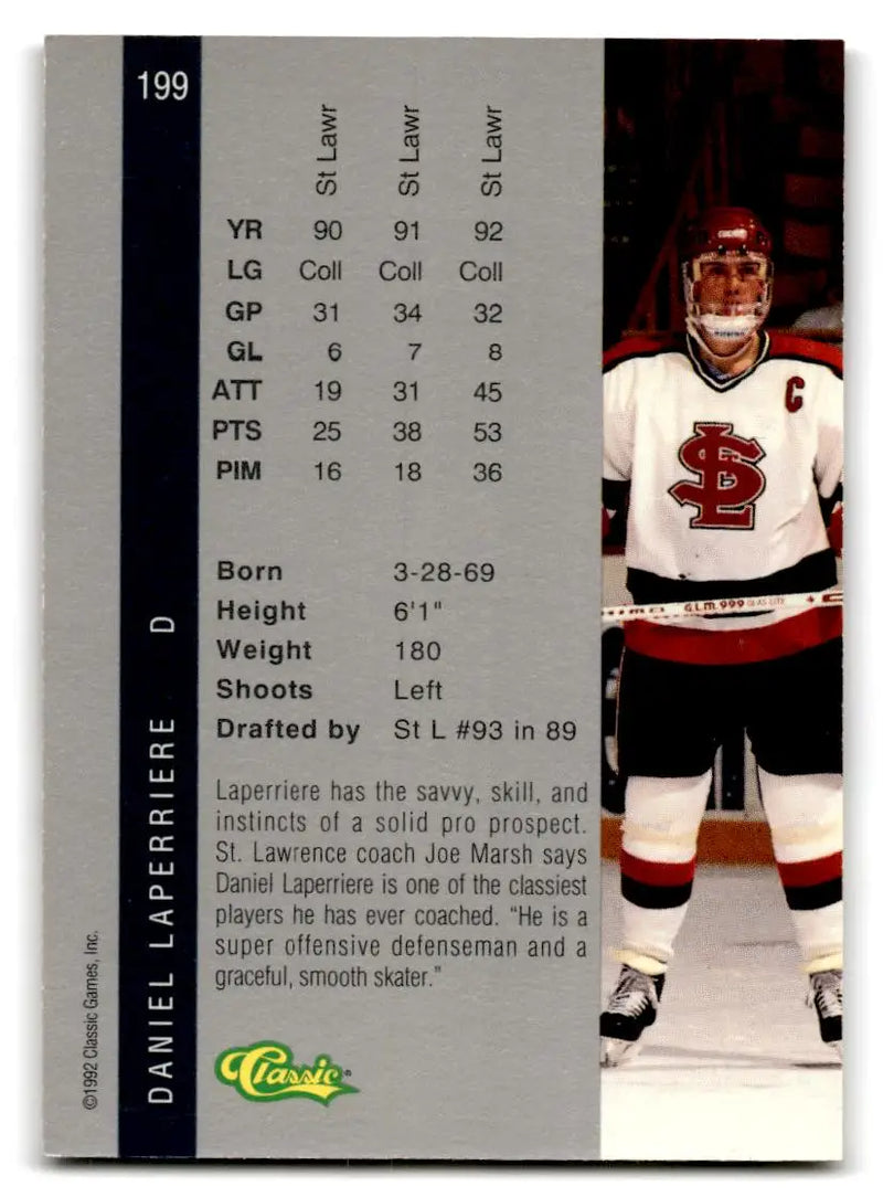 1992 Classic Four Sport #199 Daniel Laperriere - Hockey Card Single