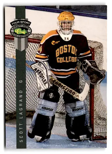 Hockey goalie card from 1992 Classic Four Sport collection featuring Scott LaGrand