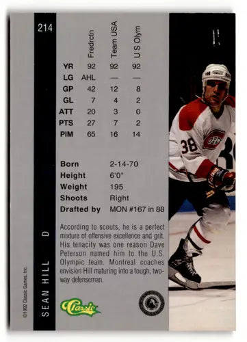 1992 Classic Four Sport #214 Sean Hill NM Near Mint ID:52383 - Hockey Card Single